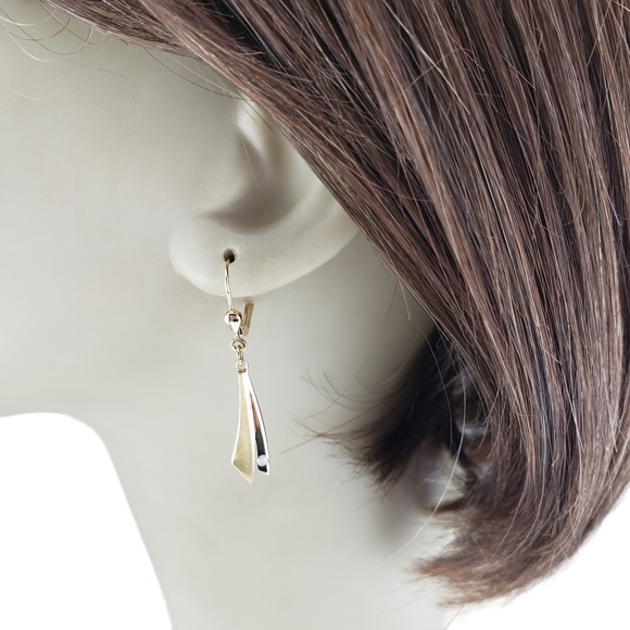 14K Yellow Gold and Diamond Dangle Earrings #16670 - Picture 8 of 8